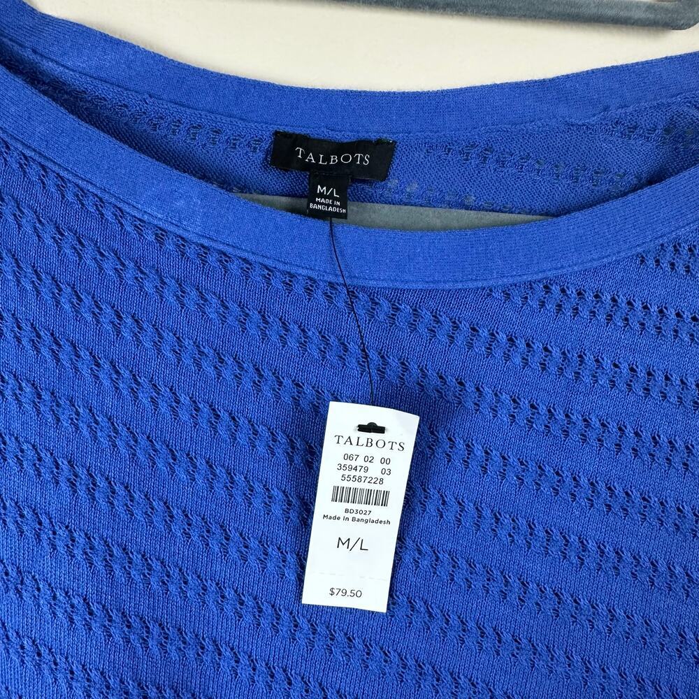 Talbots Asymmetrical Poncho Knit Top Womens M/L Blue NWT Swim Coverup Coastal - Picture 8 of 10